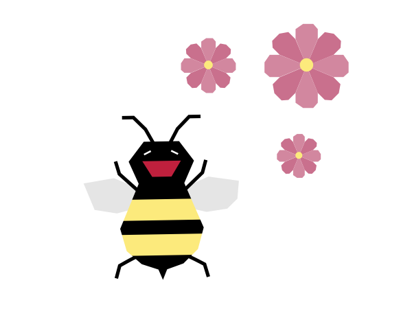 lächelnde Biene mit Blüten
